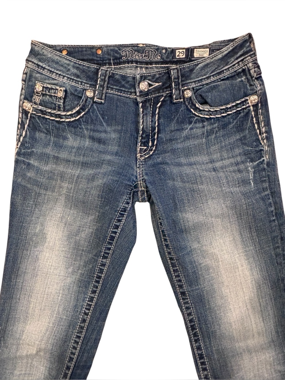 Miss Me Bootcut Jeans Size 29 Embellished Flap Pockets Y2K